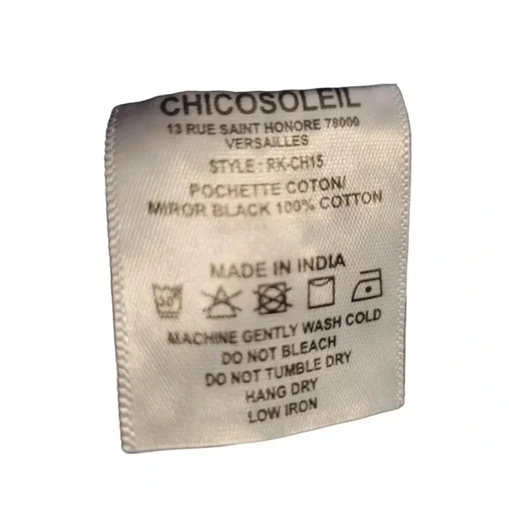 Chicosoleil Women's Large Woven Boho Cosmetics Pouch/Clutch, Black/Cream/White